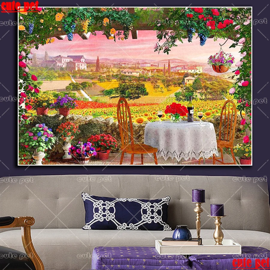 

DIY Diamond Painting Rural Manor Garden Handicrafts Picture Rhinestones Gift 5D Cross Stitch Diamond Embroidery sale Art gift