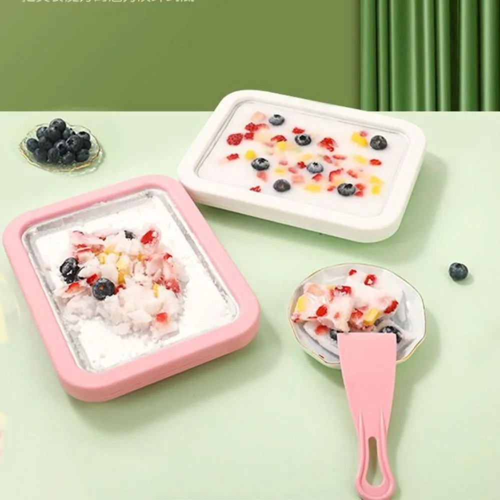 304 Stainless Steel Ice Cream Roll Maker with Shovel Deepened Sorbet Maker Rectangular Freezing Yogurt Maker Refrigerator