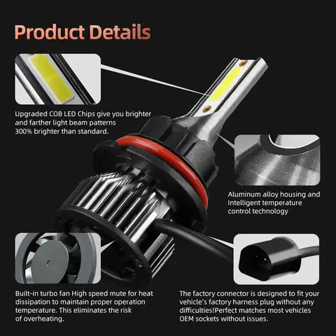 130W Led Car Headlights Fog Light Turbo 9007 9145Lamp Kit For Ford Ranger 2001 2002 2003 2004 2005 2006 2007 2008 2009 2010 2011 8 best sales ranger 2001 - №7