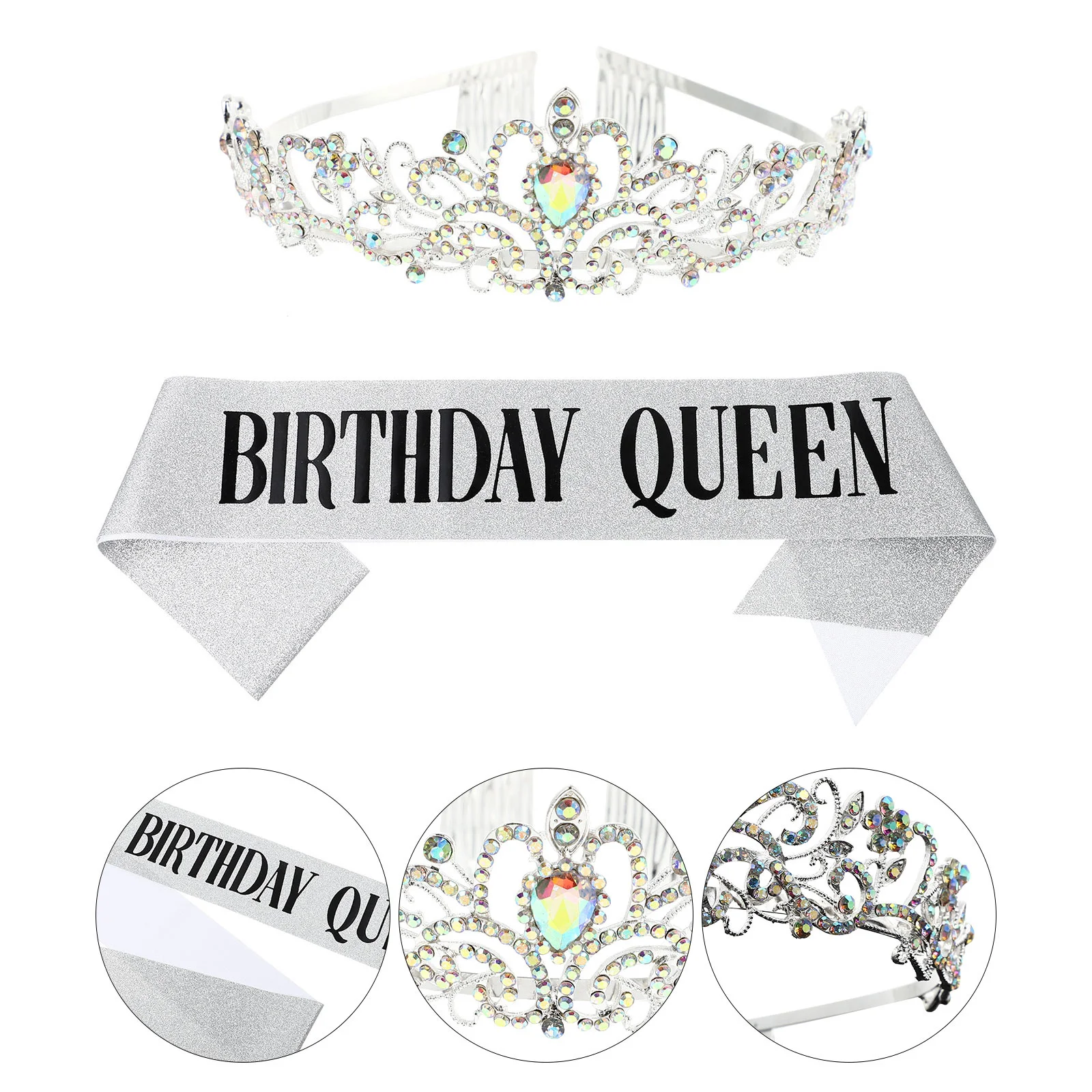 1 مجموعة تاج حزام الكتف مجموعة اليدوية حجر الراين حفلة عيد ميلاد وشاح الزخرفية آداب حزام التصوير الدعائم #1