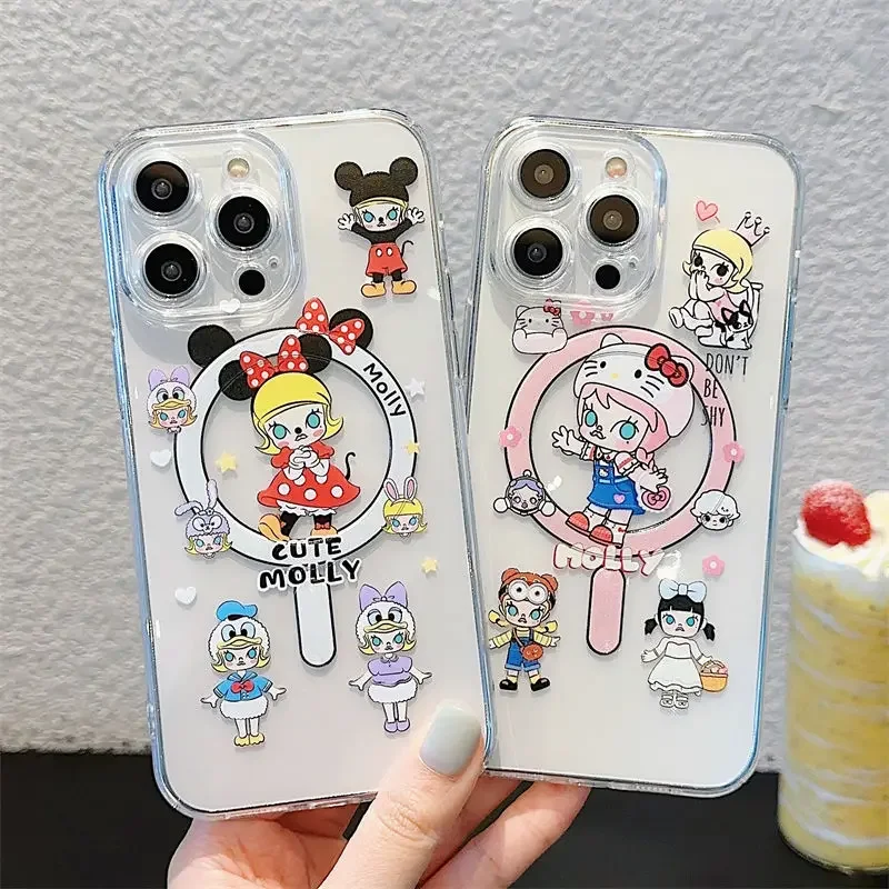 Cute Cartoon M-Molly Magsafe Magnetic Phone Case for Samsung Galaxy S25 S24 S23 S22 S21 S20 FE Plus Ultra 5G Soft Clear Cover