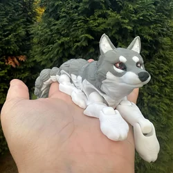 Movable Husky Statue, Creative Collection, Plastic Materials, Desktop Ornaments for New Year, Valentine's Day Statue Ornaments