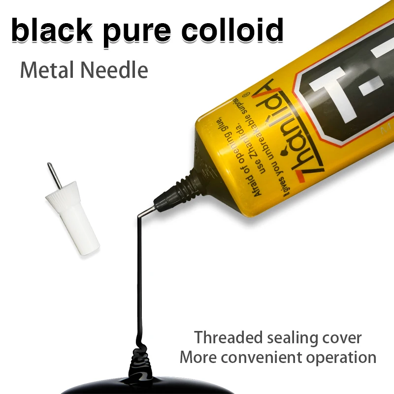 100pcs 15ML Mobile Phone Repair T7000 Black Super Glue, With Metal Needle, Phone Touch Screen/Back Cover/Frame Repair Adhesive