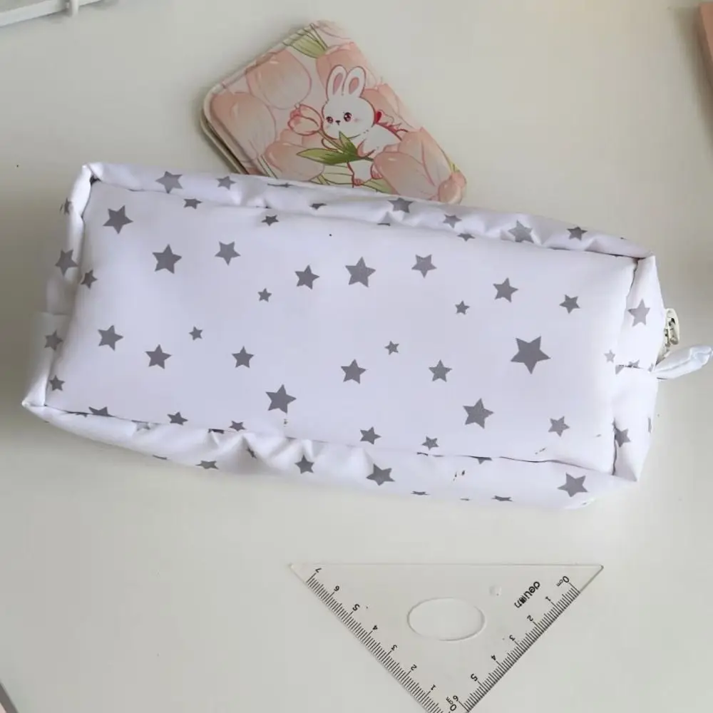 Simple Star Pattern Handheld Pen Bag Large Capacity Multifunctional Pencil Case Stationery Bag Students