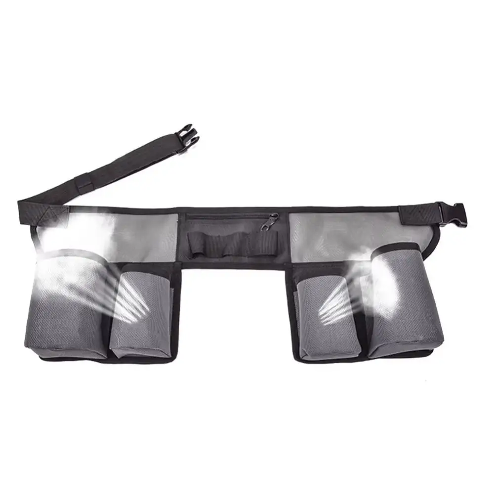 طقم تنظيف مقاوم للماء، حزمة مراوح قابلة للتعديل، خفيفة الوزن، حزام خصر للتدبير المنزلي، رمادي داكن، حقيبة خصر متعددة الجيوب