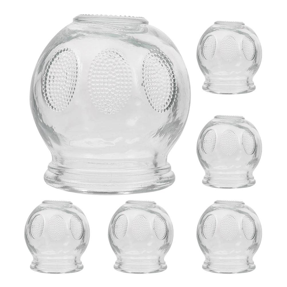 6Pcs Glass Cupping Set Fire Cupping for Back Pain Relief Home Massage Therapy Reusable Glass Cups for Body Joint Comfort and