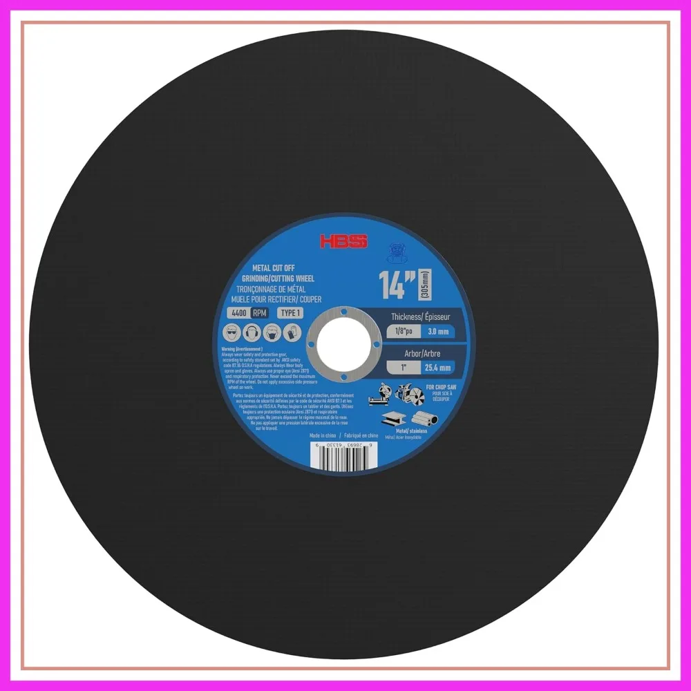 

14 in Cut-Off Wheel for Metal, 10 Pack, Thin 1/8 in, Type 1, 1 in Arbor