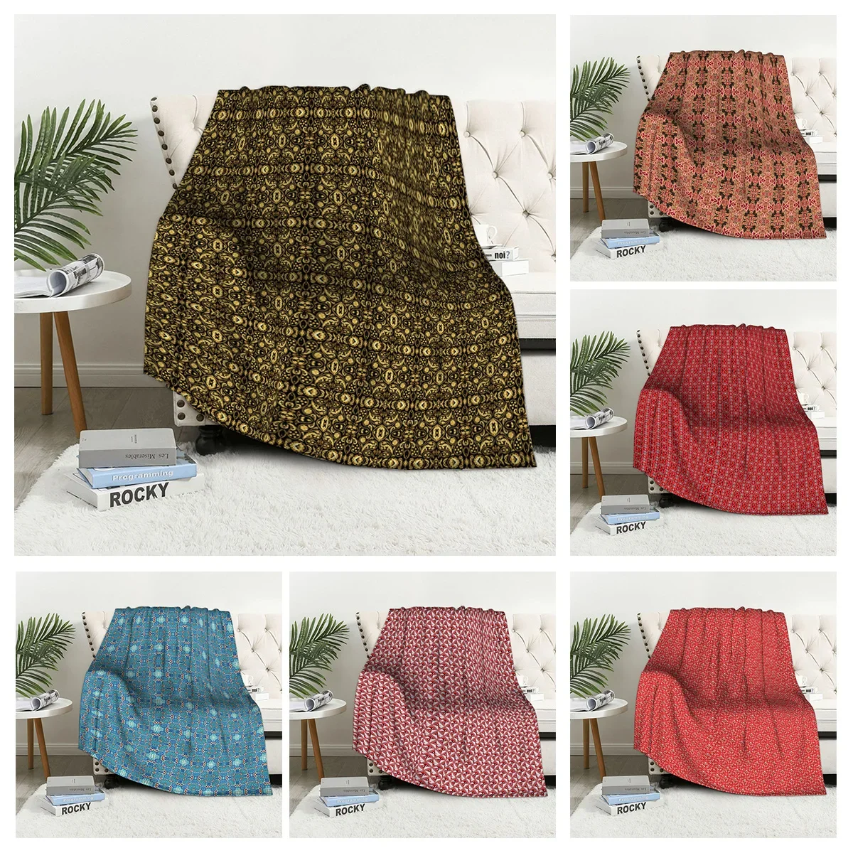 

Home decoration plush Throw Sofa blanket Bedspread bed fluffy soft blankets decor Plaid Modern geometric pattern simple nordic