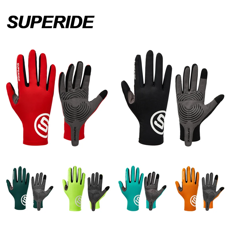 SUPERIDE Men Women Full Finger Riding Cycling Gloves Sports Anti-sweat Road Bike Gloves Padded Shockproof MTB Bicycle Gloves