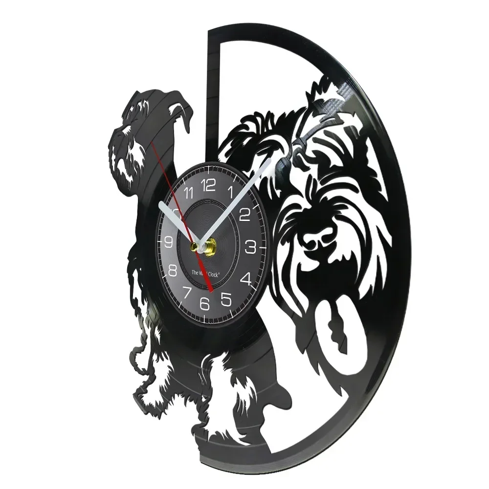 Mini Miniature Schnauzer Dog Silhouette Vinyl Record Wall Clock Donald German Breed of Bristle Dog Home Decor Wall Decor Watch