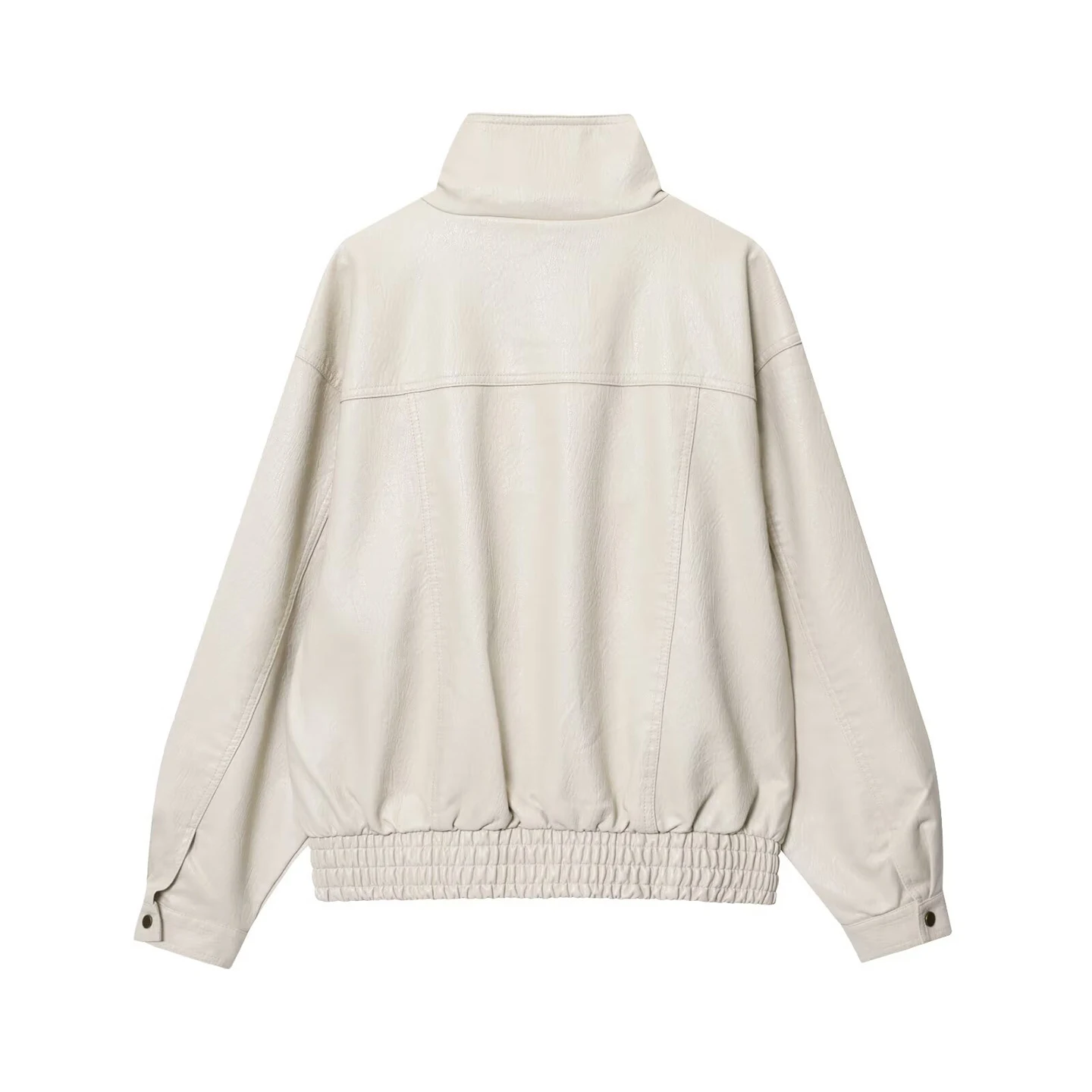 Ele Long Sve Waed cuir Jaet femmes Sle Simple quotidien Faion Z marque trajet coupe ample fermeture à glissière