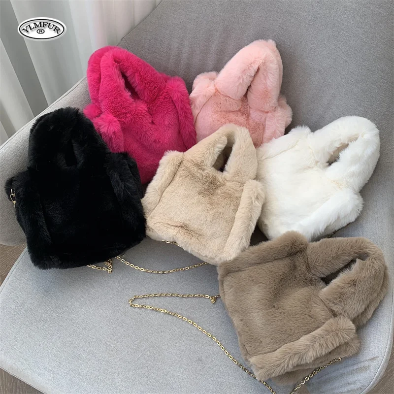 Luxury Designer Bag Faux Fur Tote Bag Women Handbags Shoulder Bags Brands Fluffy Plush Purses Crossbody Bags for Women Clutch