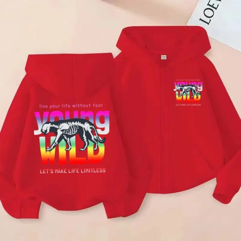 

Trendy Brand Personalized Skull Leopard Rainbow Letter Print Adult Zipper Hooded Sweatshirt Street Style Personalized Jacket
