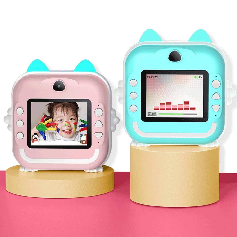 4 in 1 귀여운 디지털 카메라 USB 충전식 미니 즉석 인쇄 카메라 무잉크 HD 사진 인쇄 카메라 크리스마스 생일 선물