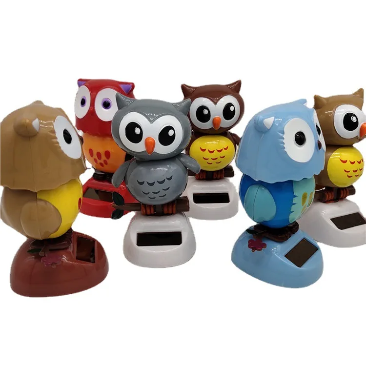 1pc Creative Funny Solar Owl Swinging Doll Dancing Swinging Animated Bobbleheads Ornament Toy Kids Desktop Car Dashboard Decor