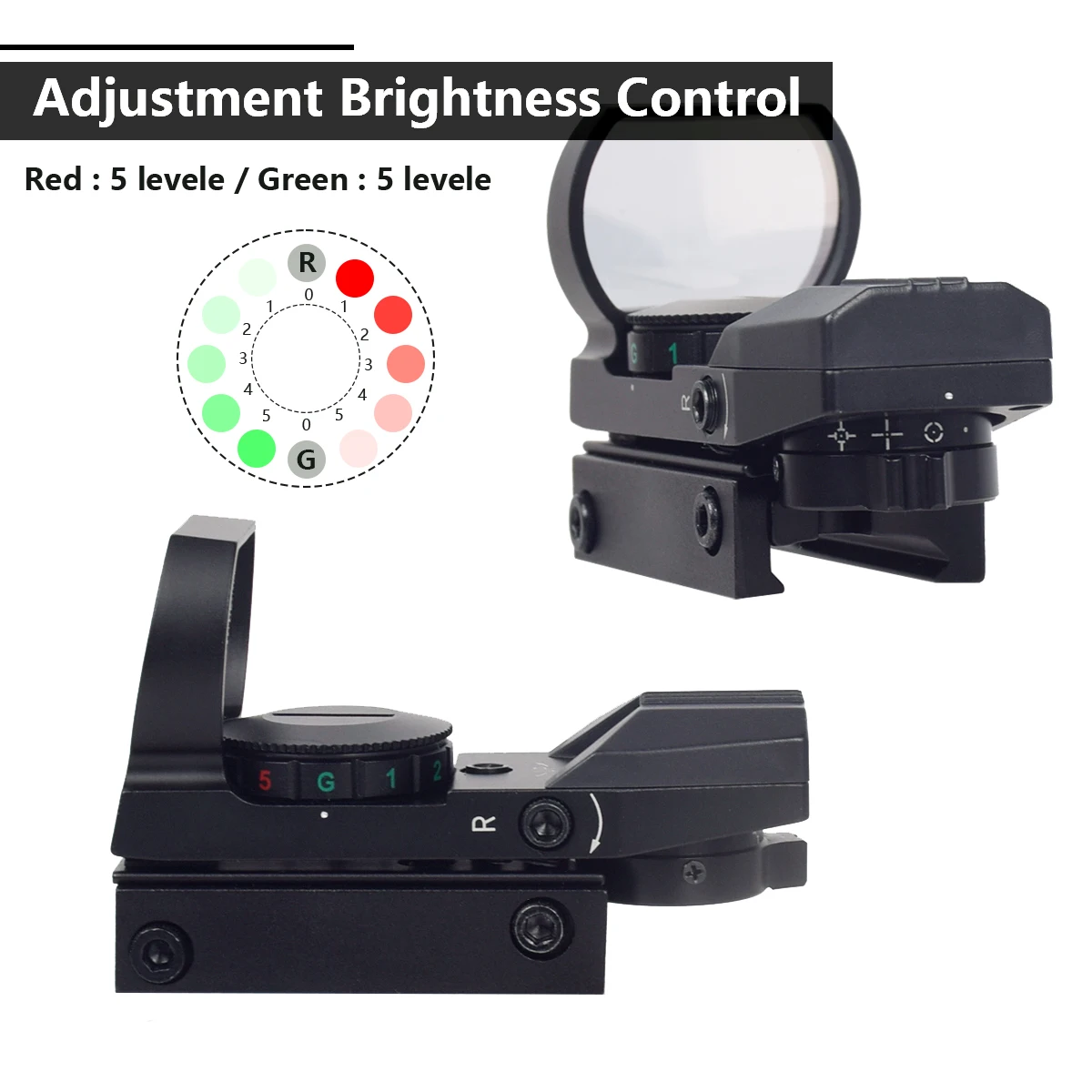 Bestsight Red Dot Sight Holographic Reflex Sight 4 Reticle Optics Red and Green Illuminated Collimator Sight Hunting Scopes