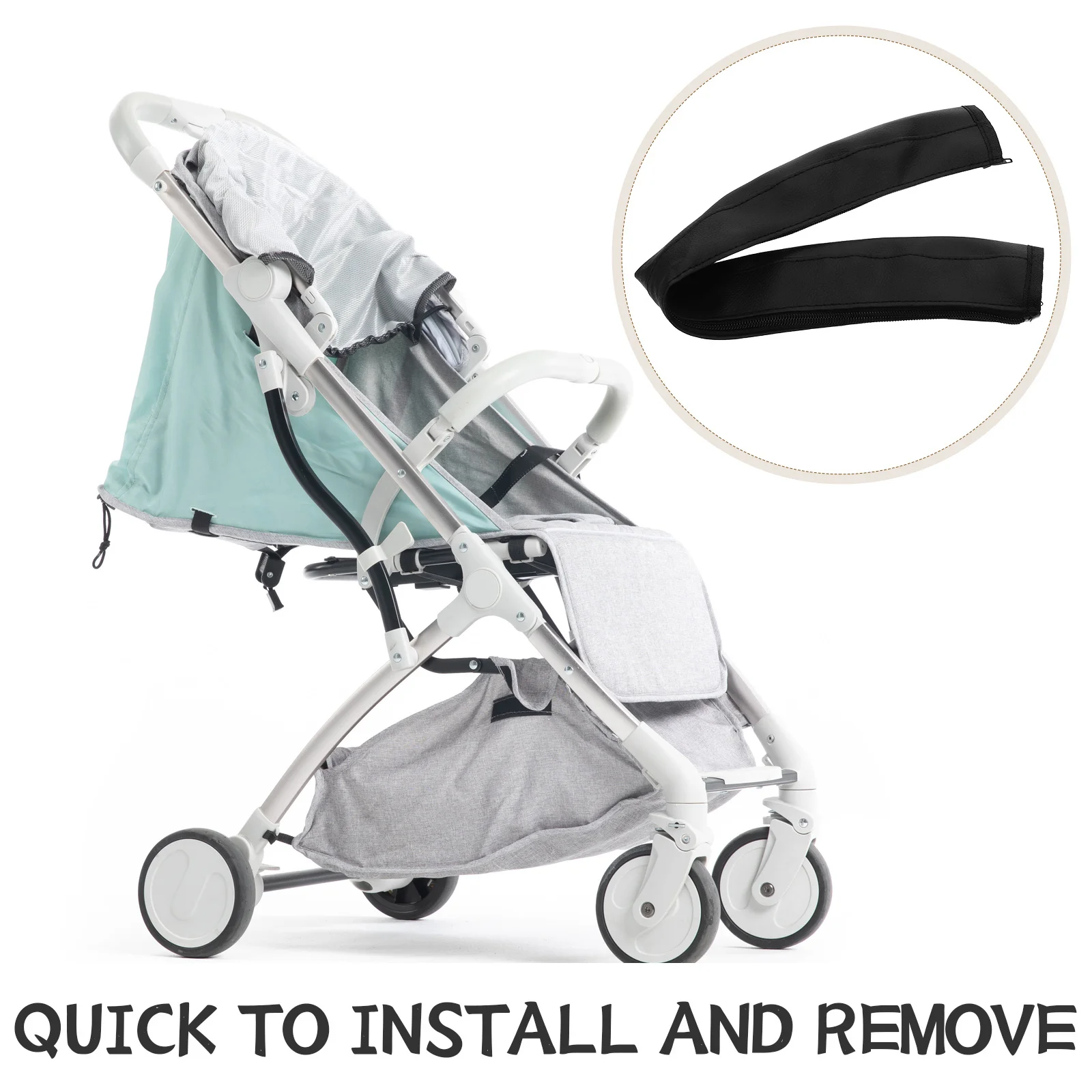 غطاء مقبض عربة الأطفال، ملحقات عربة الأطفال، واقي متين، سهل التركيب، إزالة غطاء مقبض عربة الأطفال النظيف #4