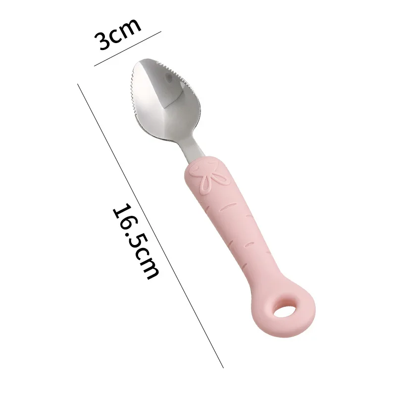 Rabbit Kids Fork Stainless Steel Children\'s Small Spoon Cartoon Pattern Baby Feeding Spoon and Fork Portable Box Tableware Set