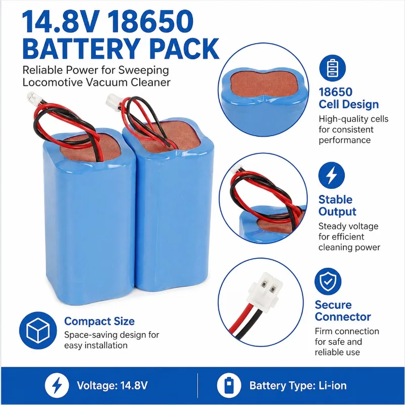 14.8V 18650 Lithium Battery Pack Rechargeable High Capacity Battery with Stable Output for Sweeping Robot Vacuum Cleaner Battery