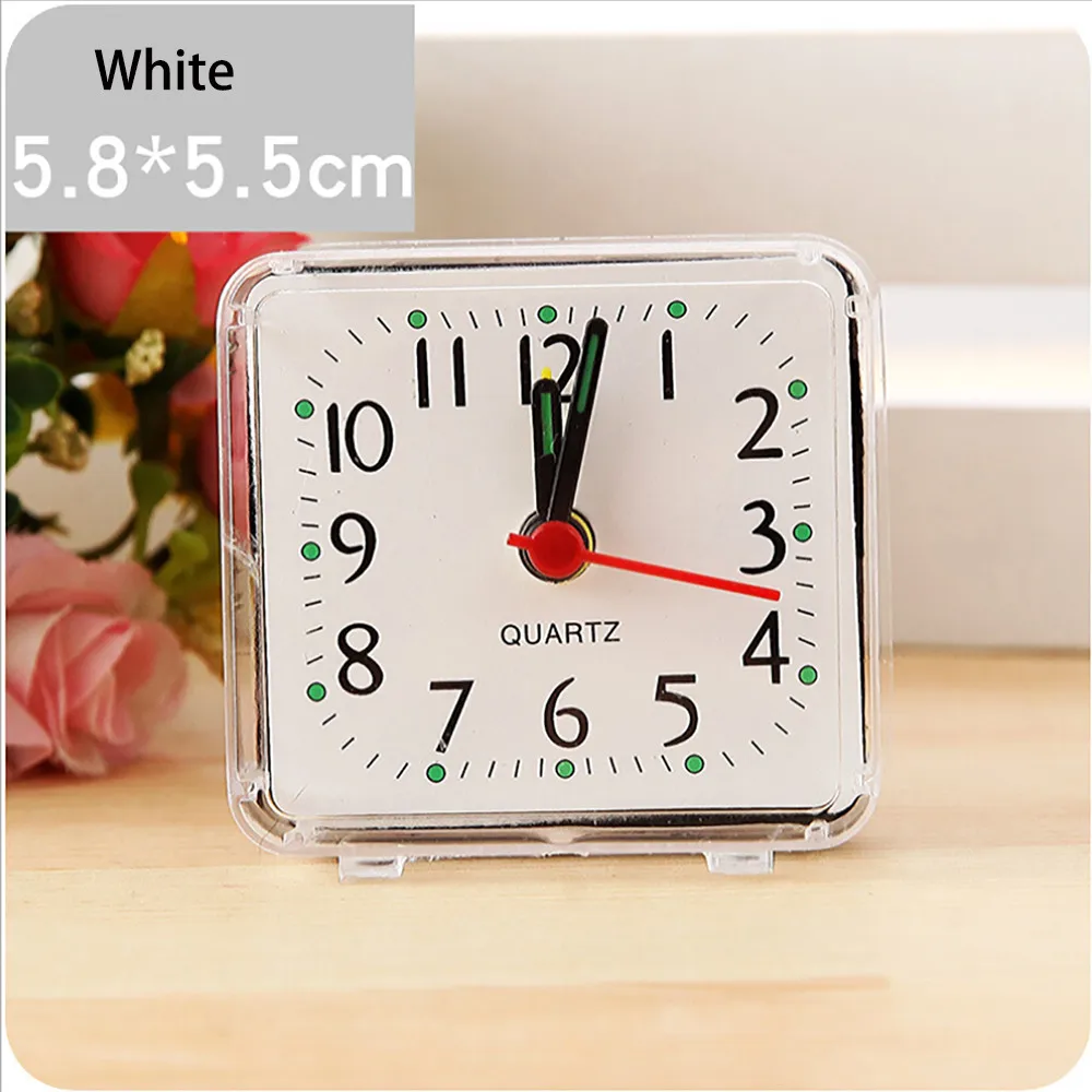 Square Analog Display Home Decor Bedroom Night Light Alarm Clock Daily Non Ticking Battery Operated Alarm Clock Small Night Lamp