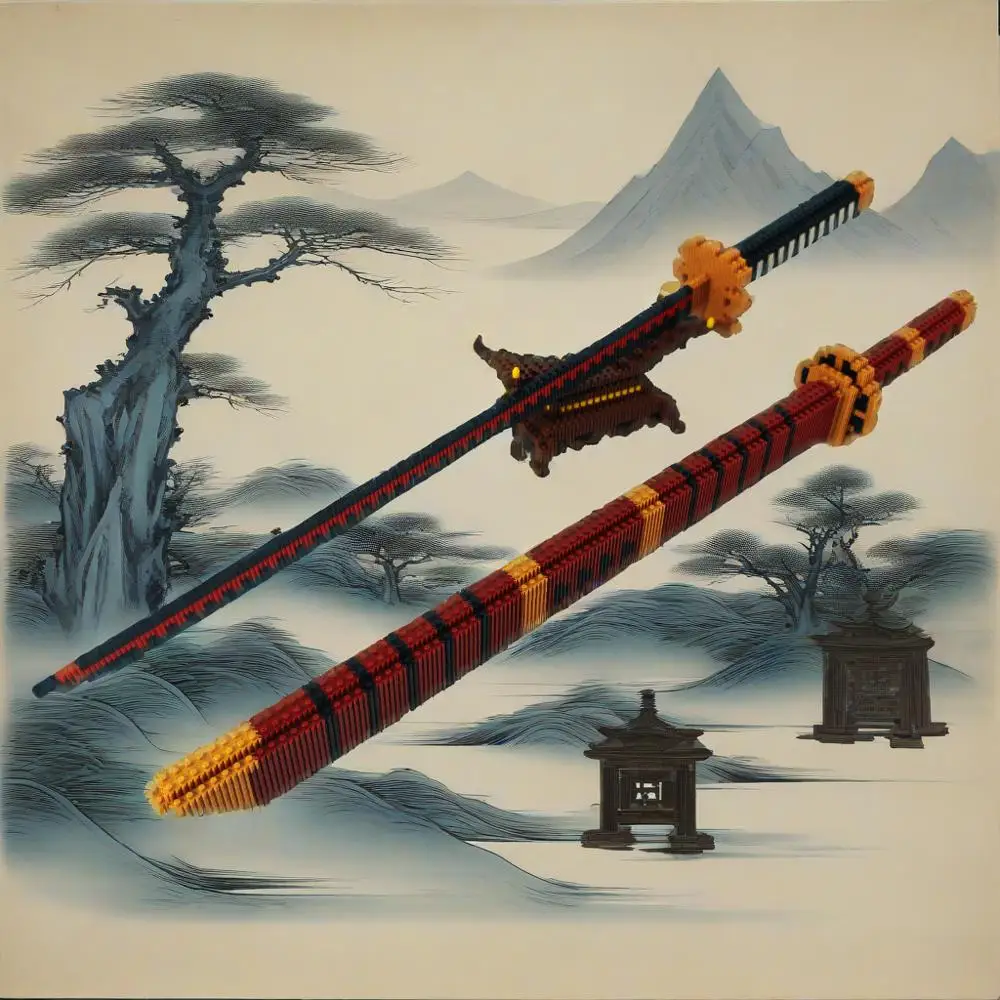 Animes Toys Samurai Sword Micro Connection Building Block Anime Yamato Nichirin Knives Bricks Model Collect Ornaments Adult Gift
