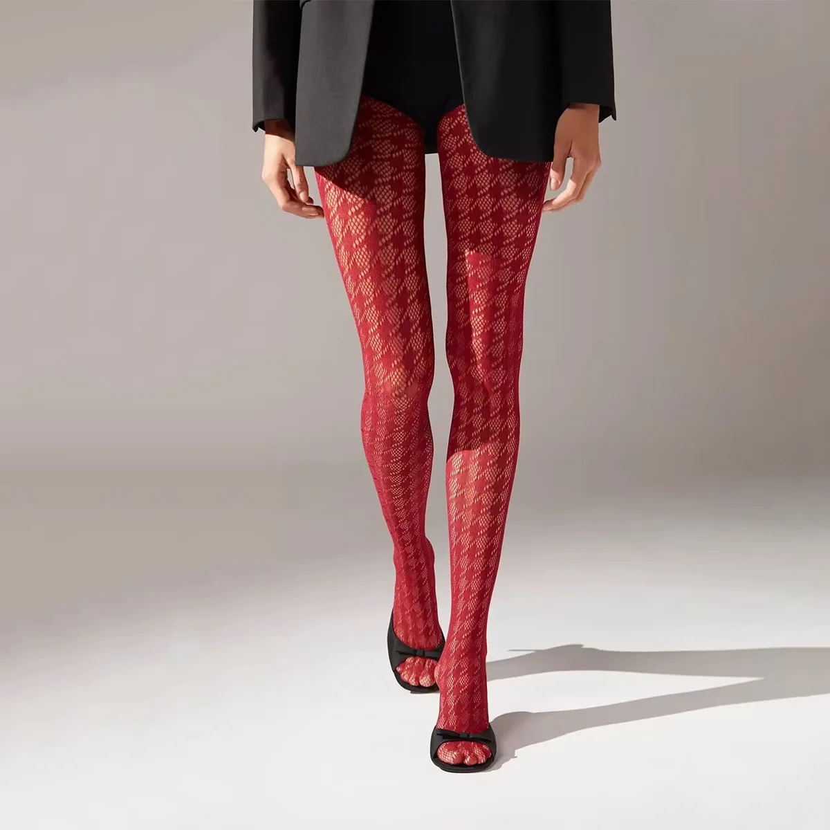 حجم كبير المرأة مثير موضة الاتجاه ألف الطيور تحقق جوارب طويلة شبكية رقيقة هوتي مثير جوارب شبكية الجوارب #4
