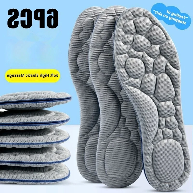 3 Paar 5D-Memory-Schaum-Einlegesohlen für Herren, Stoßdämpfung, Laufsport-Schuhpolster, desodorierend, bequeme Schuheinlagen