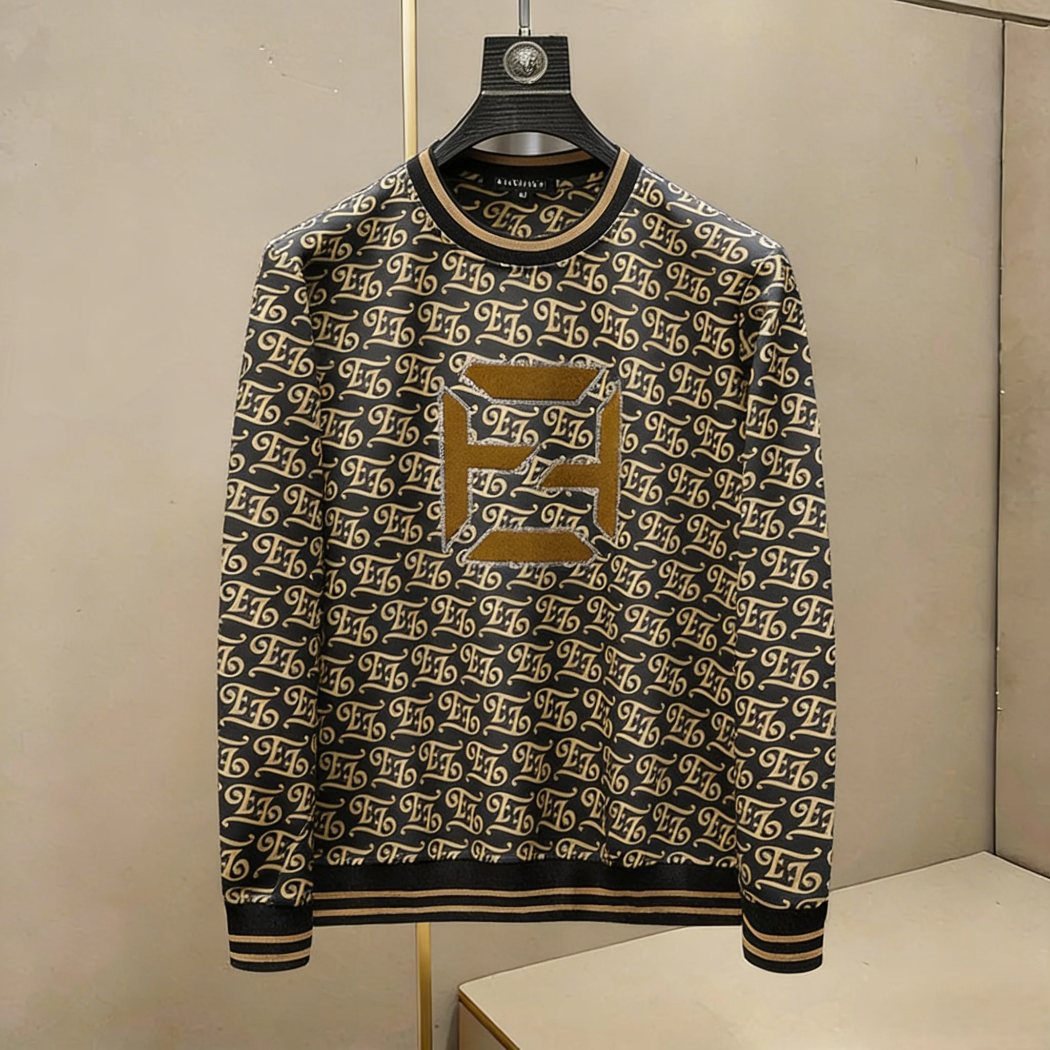 

Мужская приталенная толстовка с круглым вырезом и длинным рукавом, с принтом, повседневная, удобная, из полиэстера и хлопка, для молодежи, Весна 2026