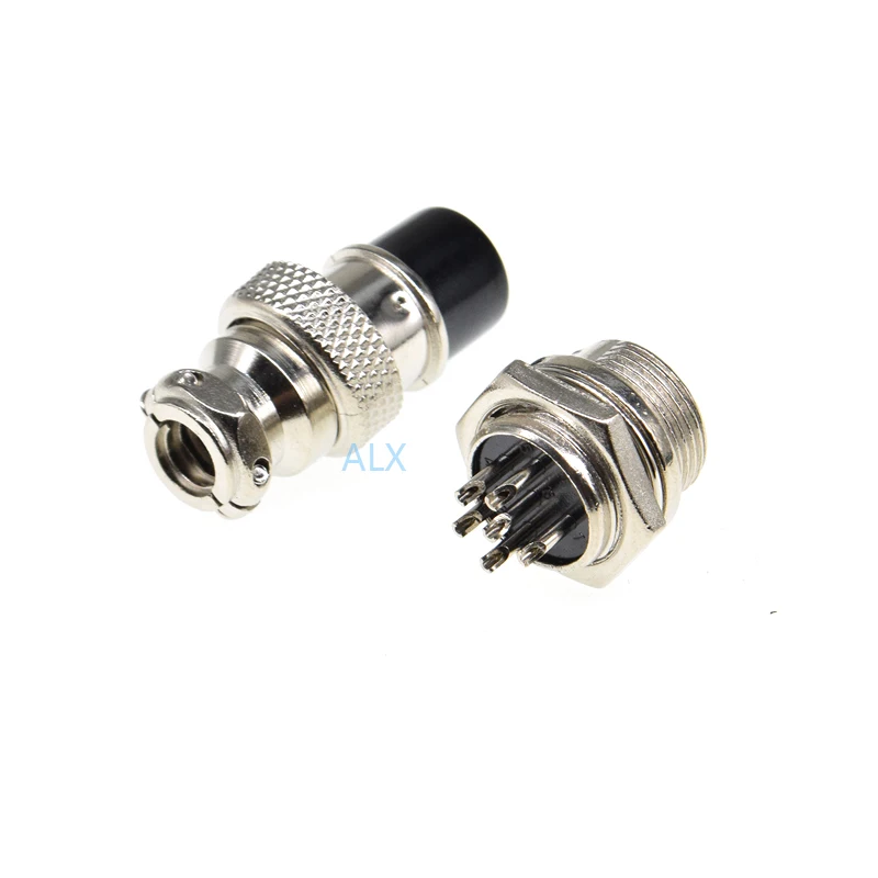 2set gx16-6 Aviation Plug Socket Circular Connector 16mm Diameter Gx16 6pin Male Female Wire Panel Connector Circular Screw Type