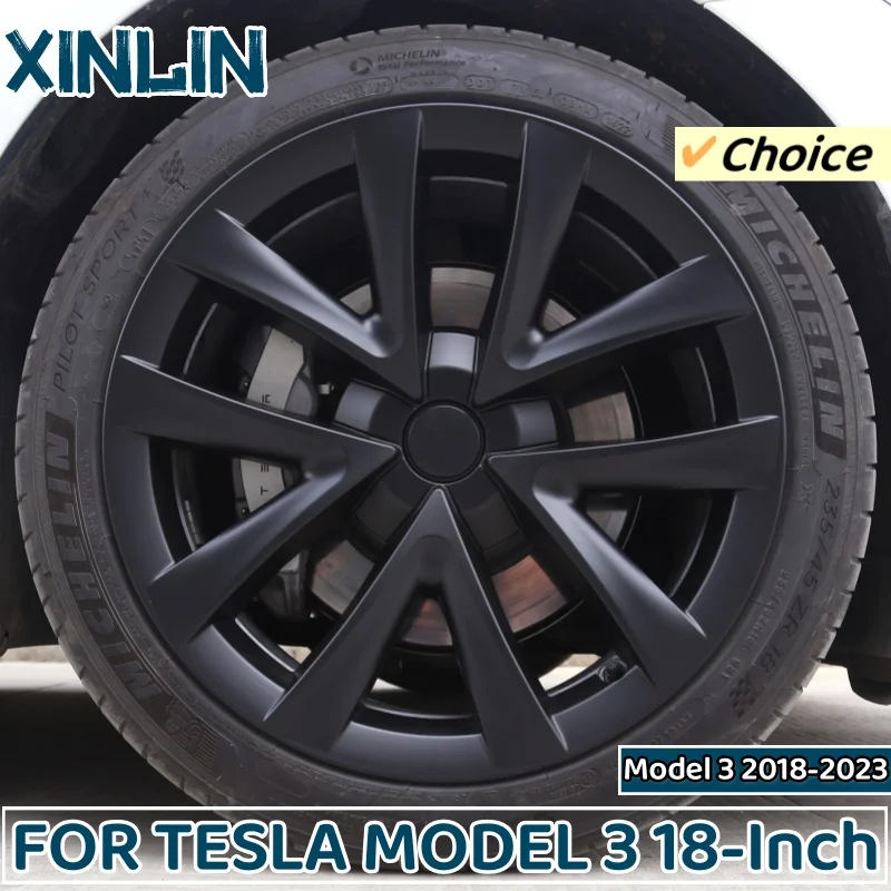 4PCS 18-Inch Wheel Cap For Tesla Model 3 2018-2023 Performance Wheel Cover Replacement  Wheel Hub Cap Full Rim Cover Accessories