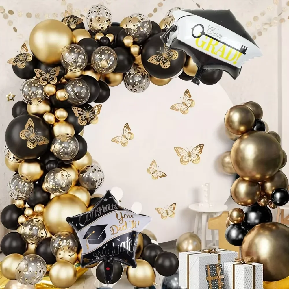 89 Uds. Kit de arco de guirnalda de globos de graduación y cumpleaños para decoración de fiestas, aniversario, decoración interior/exterior
