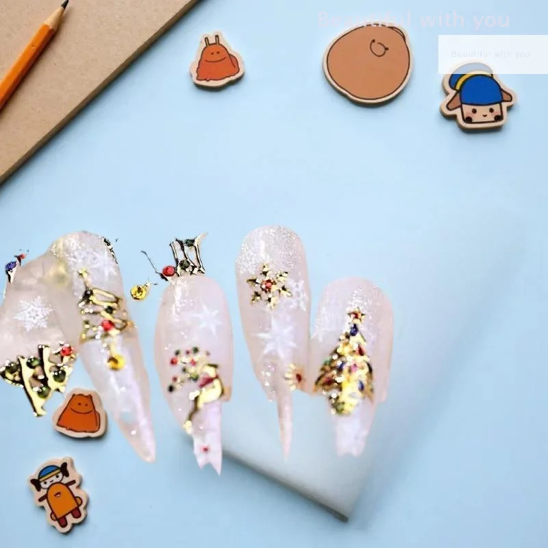 

Charming Holiday Lights Polka Dot Xmas Tree Nail Art Print Bow Stickers Embossed Nail Decoration