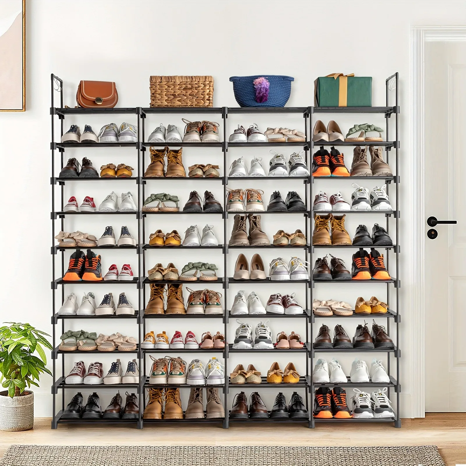 10 Tiers Shoe Rack Storage Organizer Shoe Shelf Organizer for Entryway Holds 80 Pairs Shoe, Stackable Shoe Cabinet Shoe