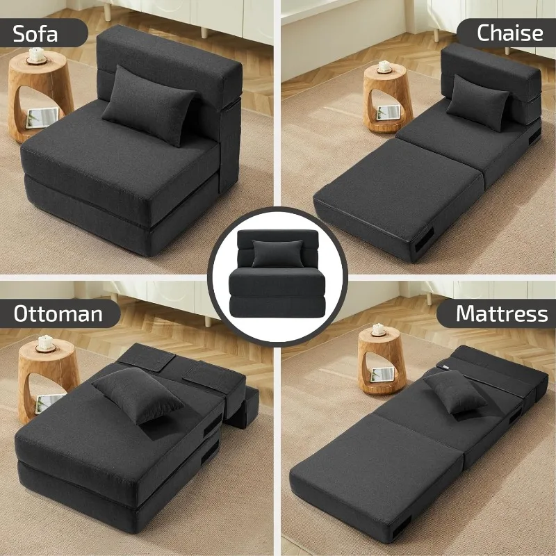 Divano letto pieghevole con cuscino: sedia convertibile, divano da terra e materasso per dormire, letto pieghevole in memory foam per soggiorno/Do