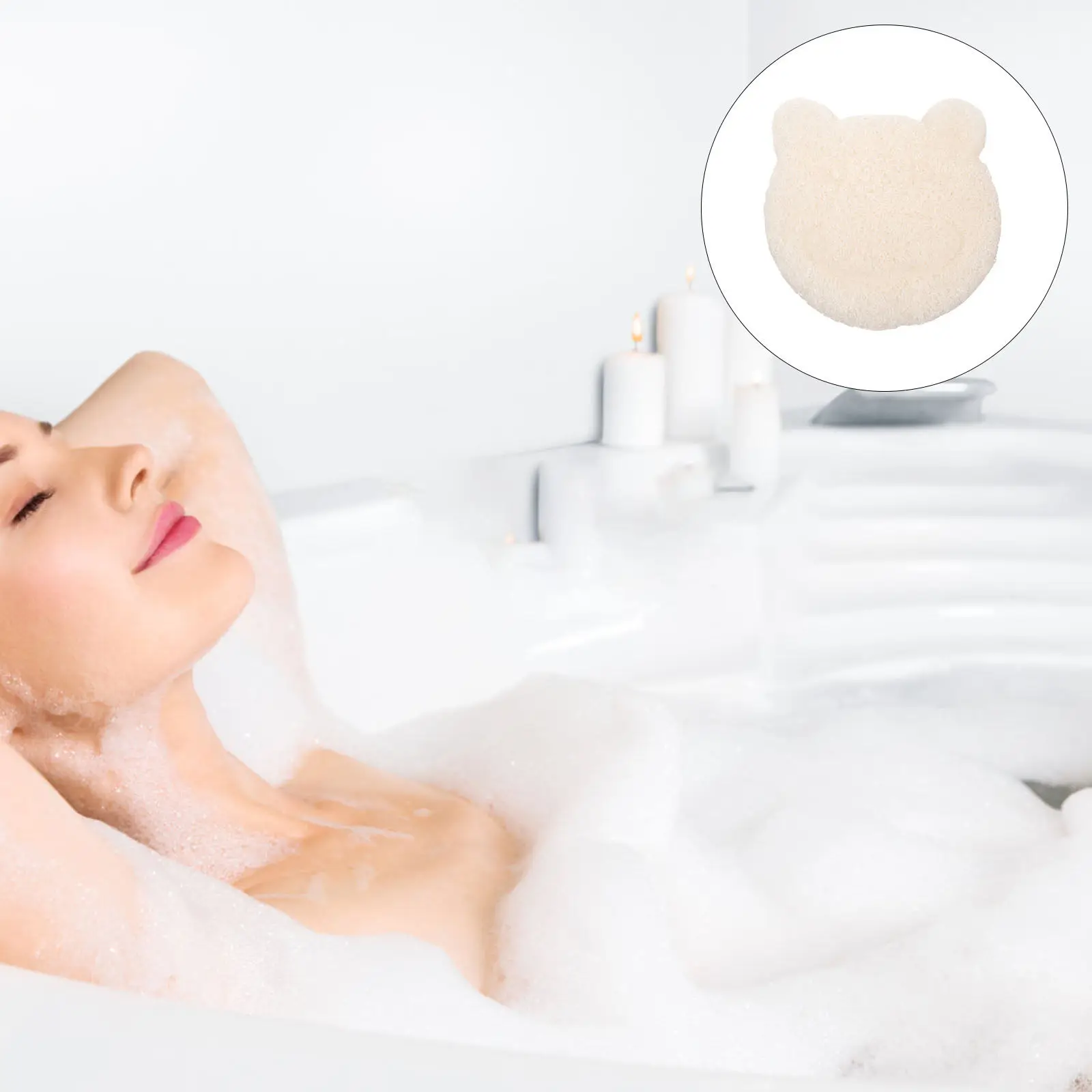 Baby Kids Toddler White Bear Konjac Exfoliating Scrubber Shower Sponges Body Bath Konjac Sponge Wash Care Bath Toy