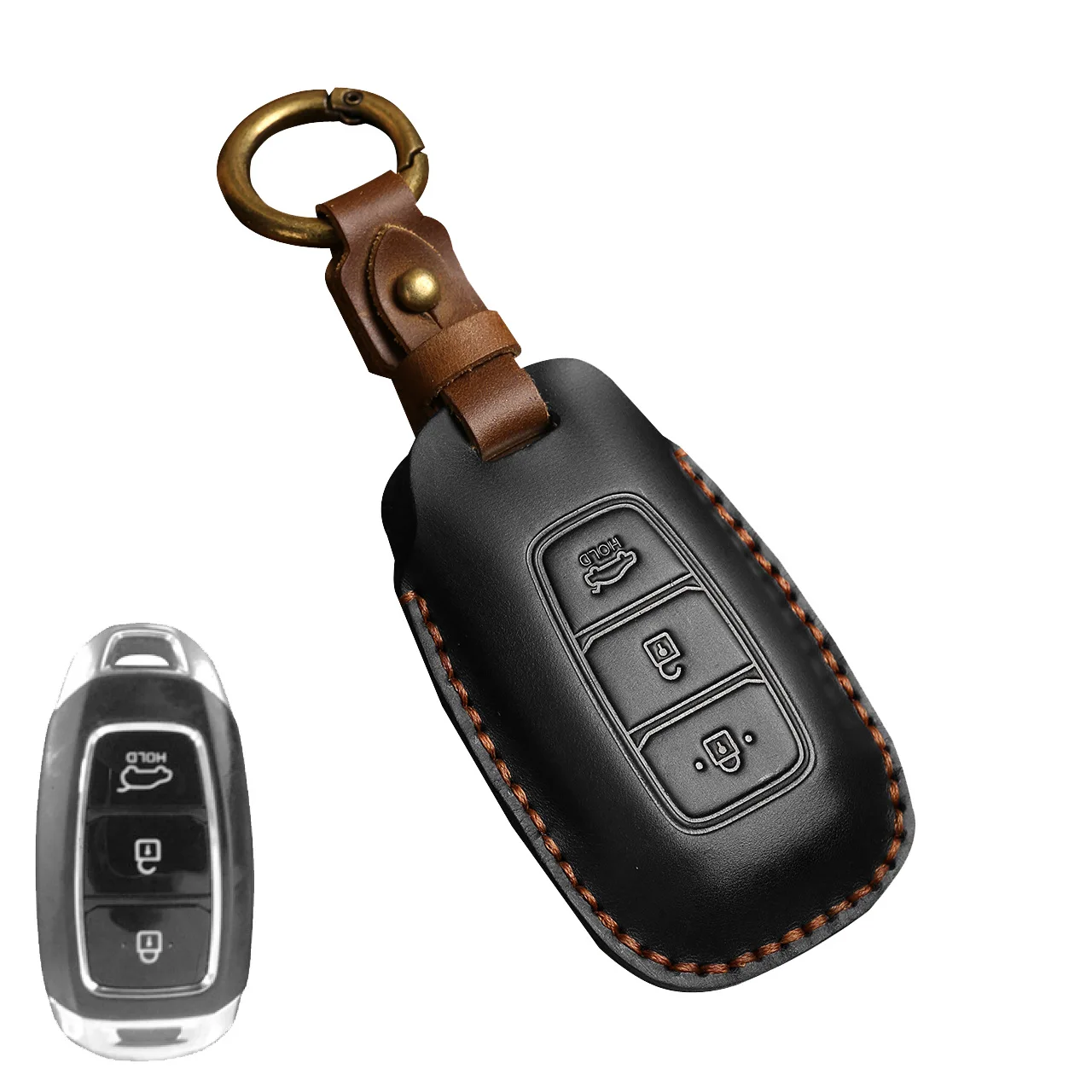 Leather Car Remote Key Fob Cover key Case For Hyundai i30 Ix35 KONA Encino Solaris Azera Grandeur Ig Accent Santa Fe Palisade