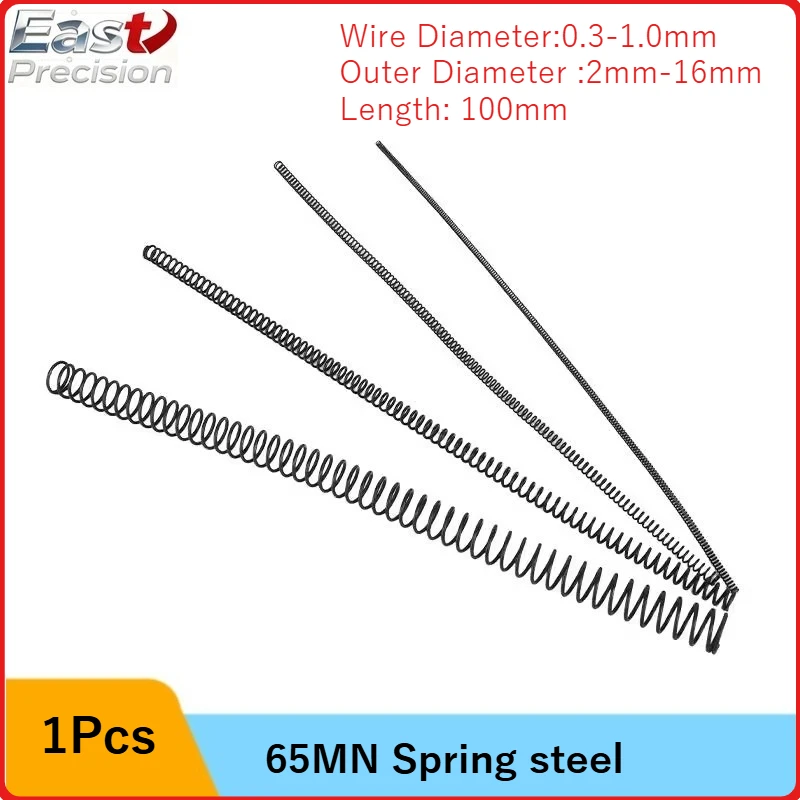 Flash Sale Compressed Spring Wire Diameter 0.3-1.0mm, Outer Diameter 2mm-16mm, Length 100mm Release Spring Return Spring 1 Pcs
