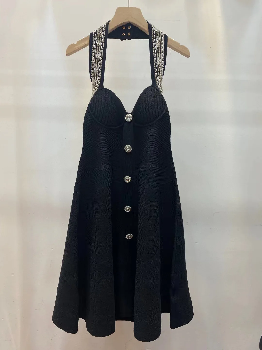 

Women's autumn black halter neck dress sleeveless high waist Desire one piece elegant dress for wedding party women