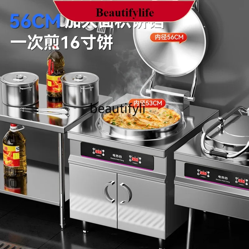 Asmt42 Sartén eléctrica comercial, gran calefacción de doble cara, máquina automática para horno de bollos con sabor a salsa y temperatura constante