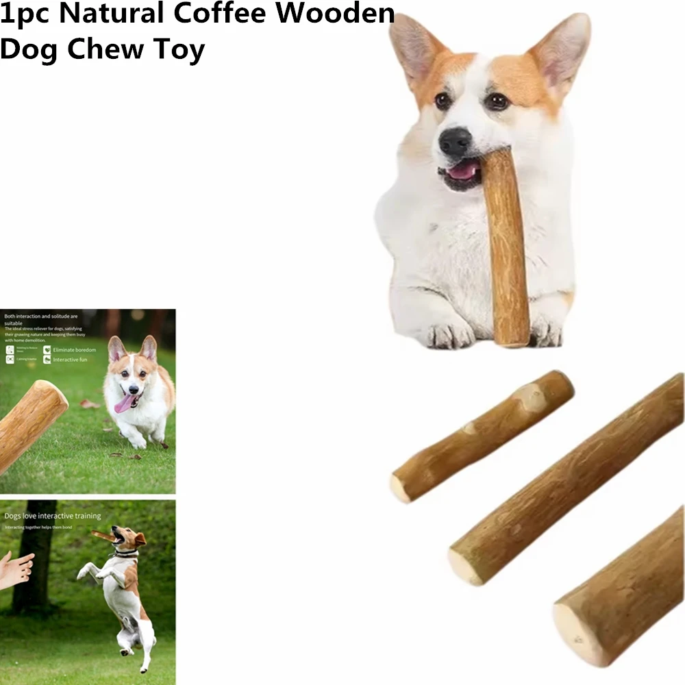 1pc Dog Chew Toy Natural Coffee Wooden Teething Stick for Cat Puppy Pet Stress Relief Molar Teeth Cleaning Chew Bite Supplies