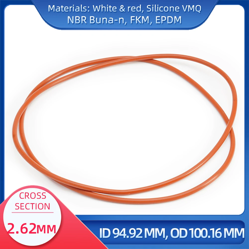 

O Ring CS 2.62 mm ID 94.92 mm OD 100.16 mm Material With Silicone VMQ NBR FKM EPDM ORing Seal Gaske