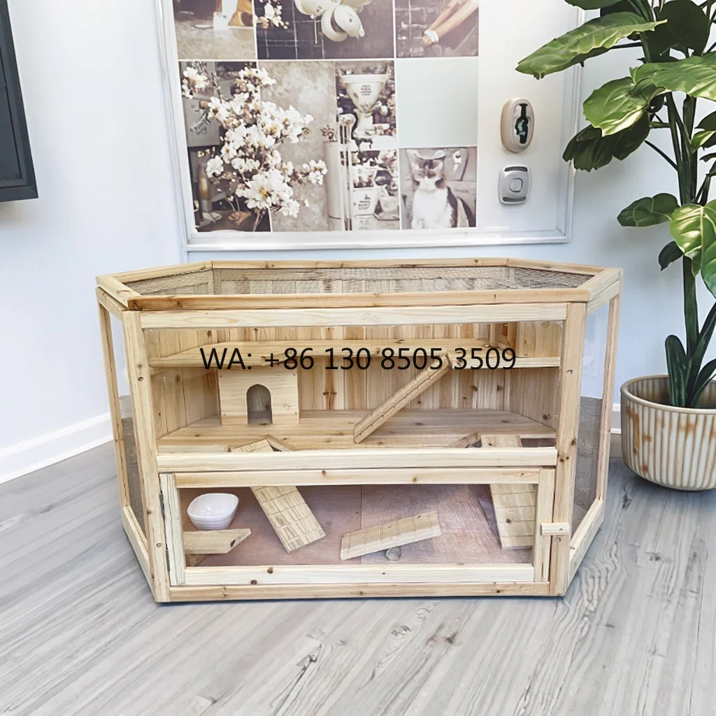 

Luxury Custom Wooden Hamster Cage Eco-Friendly Powder-Coated Carrier for Small Animals Reptiles 10KG 50LB Capacity Boxed