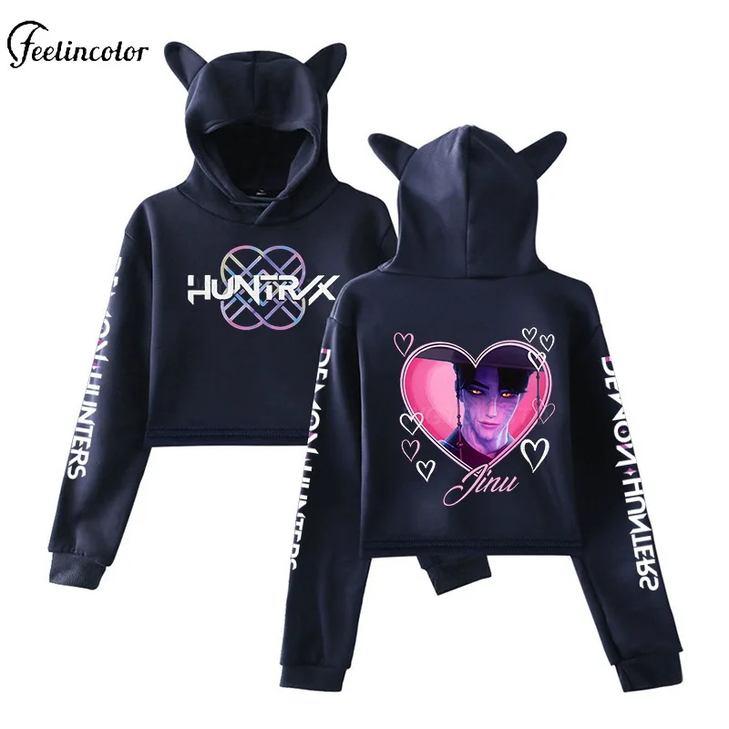 Bonito orelhas de gato curto hoodie outono inverno huntrix sajaboys pulôver anime cosplay festa jaqueta estudante y2k harajuku roupas