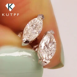 0.5-2carat Moissanite Stud Earrings for Women Marquise Cut Diamond EarringCertified Certificates 925 Sterling Silver Ear Studs