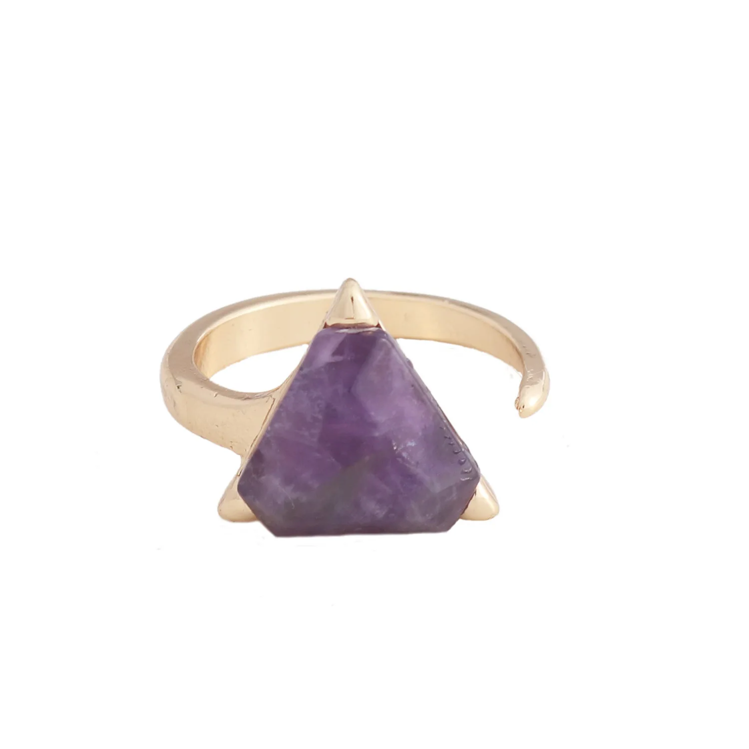 Amethyst Triangle Ring Lapis Lazuli Green Aventurine Quartz Crystal Adjustable Ring Healing Yoga Ring  Wicca Jewelry Energy