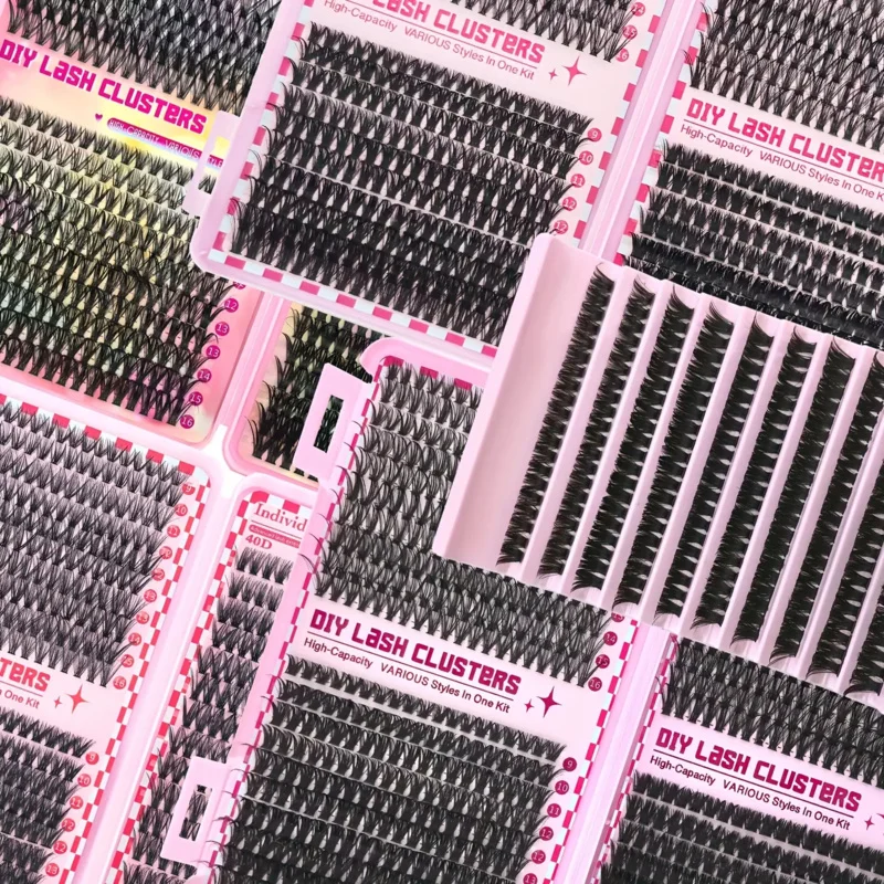 Kit de extensão de cílios postiços diy, cílios naturais fofos e grossos com cola e pinças (30d40d50d60d80d100d, 9-16mm mistos)