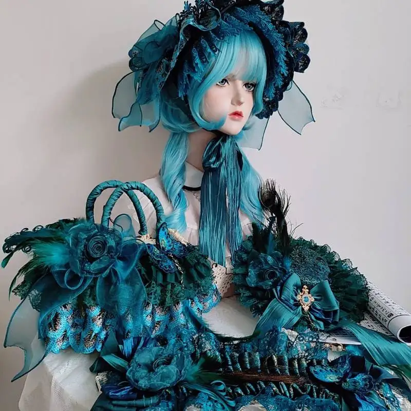 

Handmade Lolita Elements Peacock Feather Small Objects Top Hat Peacock Hairpin Headband Lolita Ponet Bag