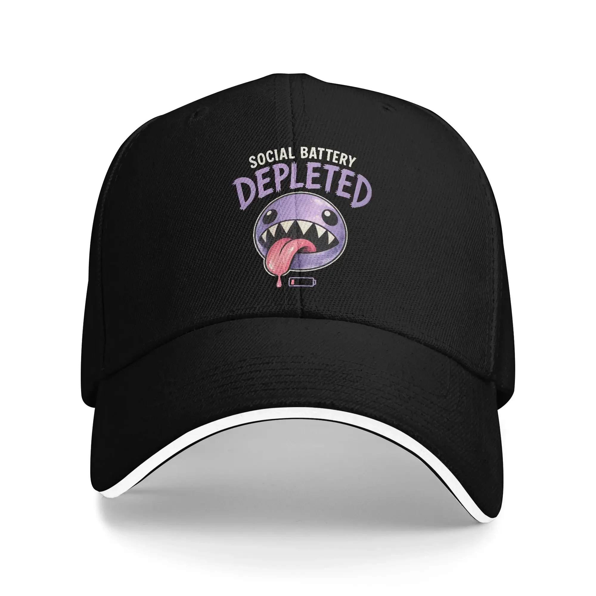 New Digits' Circus Bubble Funny Cartoon Sandwich Baseball Caps Popular Social Battery Depleted Men Women Sun Cap Sports Workouts