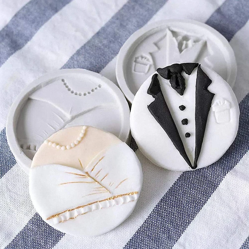 Bride And Groom Fondant Mold Wedding Dress Skirt Candy Silicone Party Chocolate Cake Decorating Tools Cupcake Topper Gum Paste