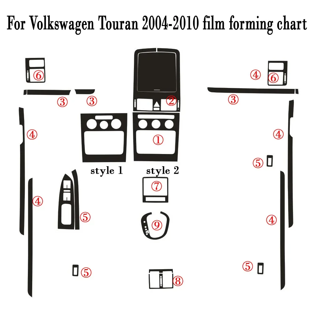 

Углеродное волокно для Volkswagen Touran 2004-2010, автомобильная пленка, наклейки для интерьера, центральная консоль, приборная панель, воздушная дверная ручка, подъемная панель